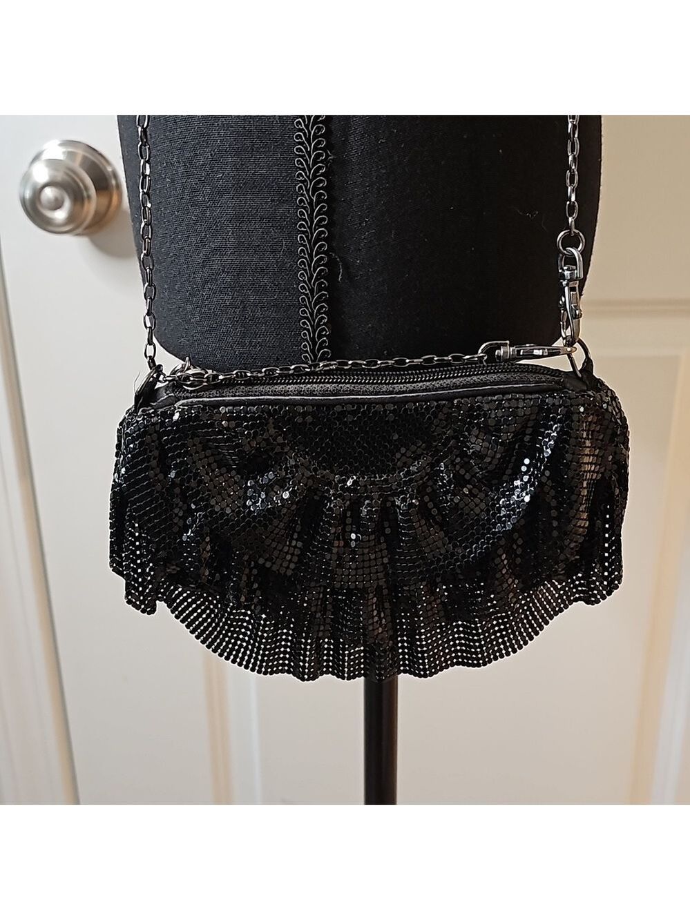 Black sequined clutch
